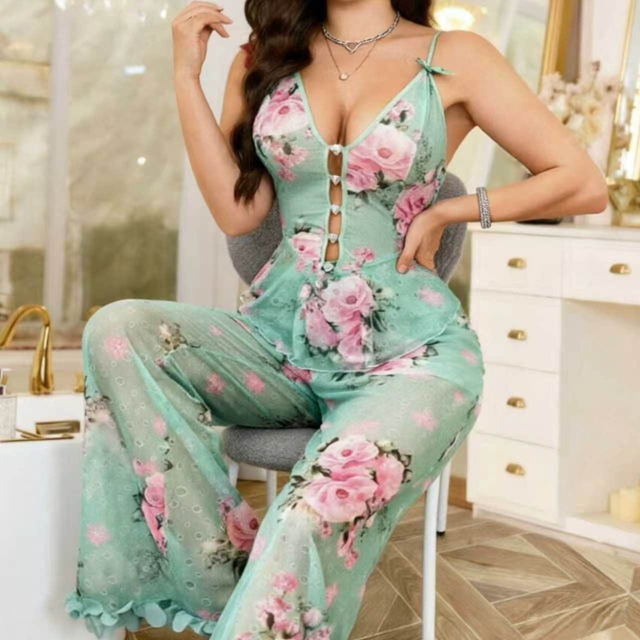 Sexy Sheer Camisole Pajamas For Women - Image 9