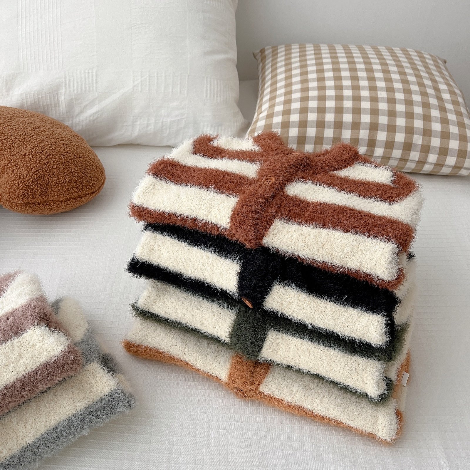 Baby Jumpsuit Baby Mink Fur Striped Romper - Image 4