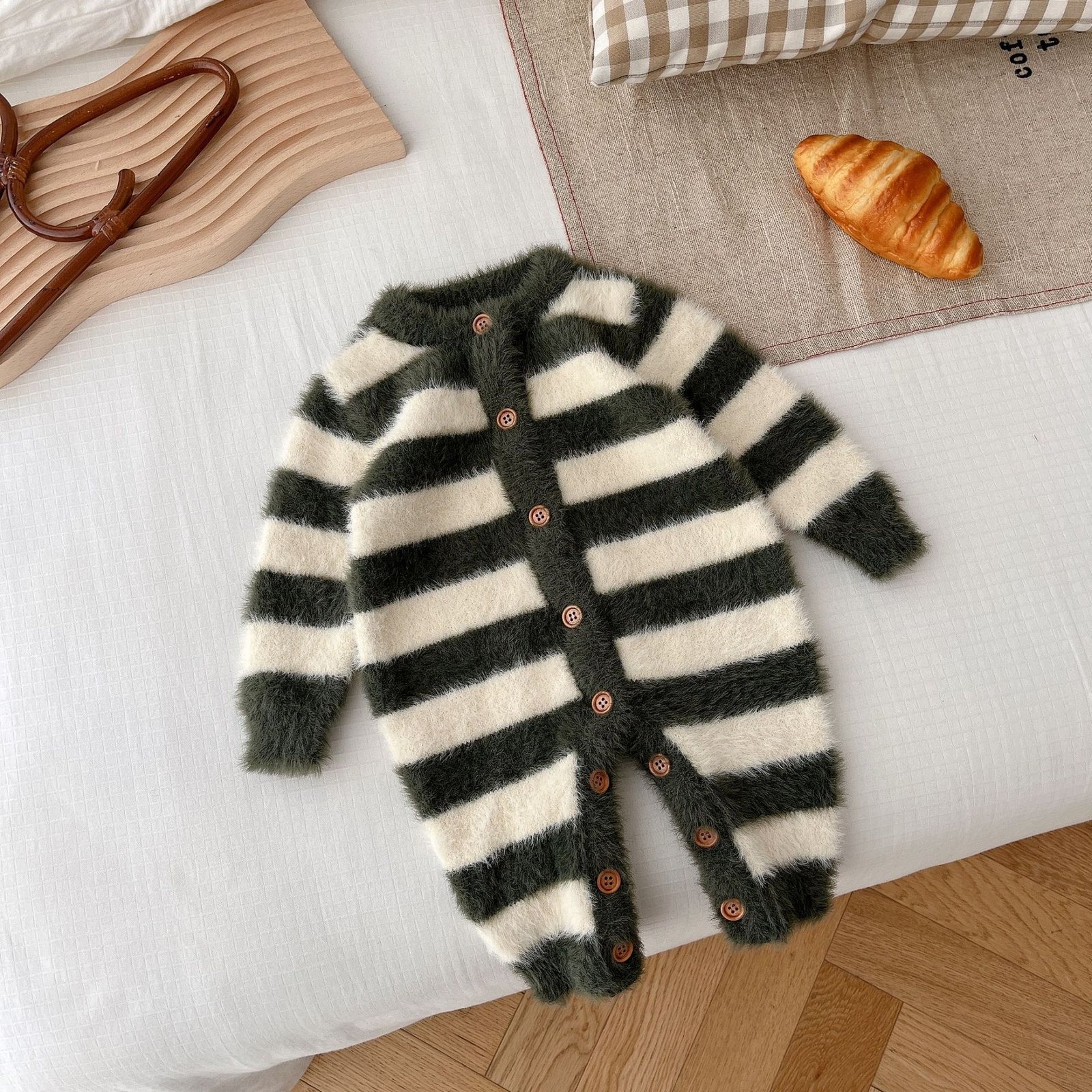 Baby Jumpsuit Baby Mink Fur Striped Romper - Image 10