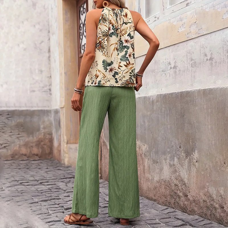 Women's 2 Piece Casual Top and Wide Leg Pants Set - Image 4