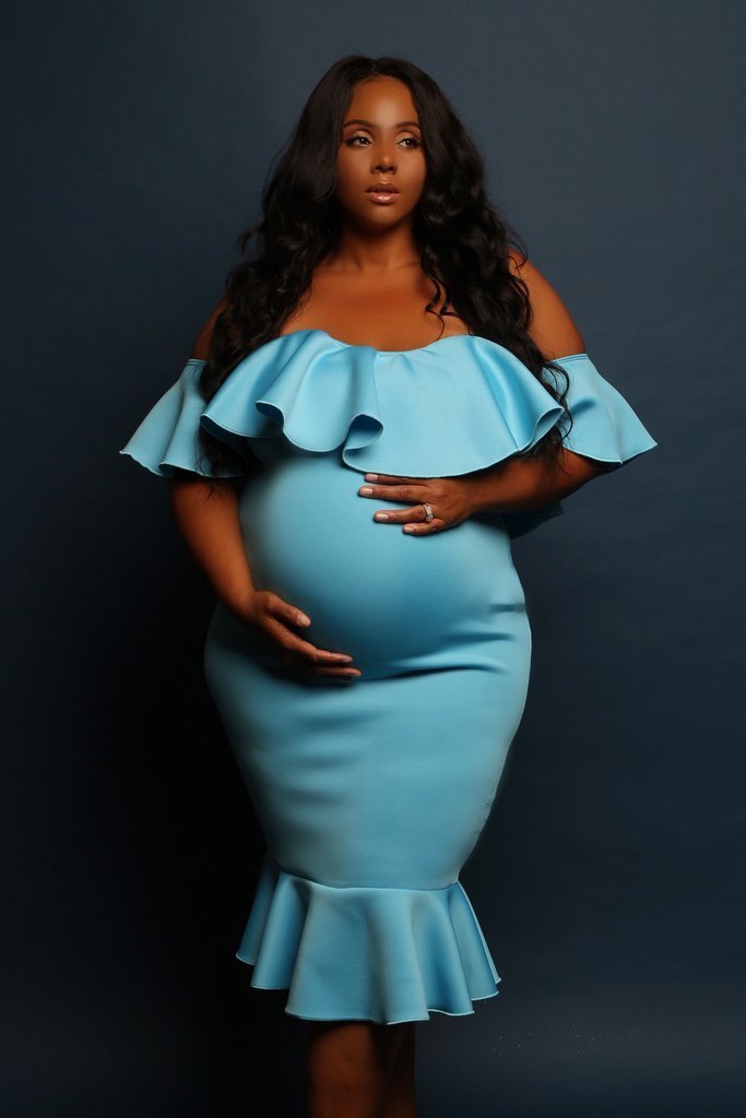 Women Elastic Pregnant Ruffles Dress - Image 10