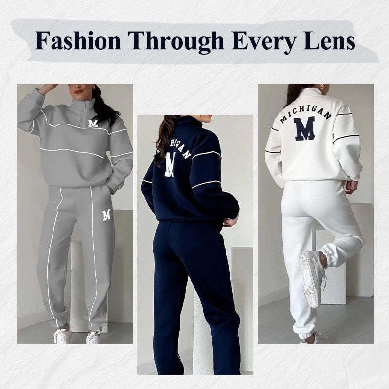 Women's 2 Piece Hoodless Pullover Sweatsuit - Image 2