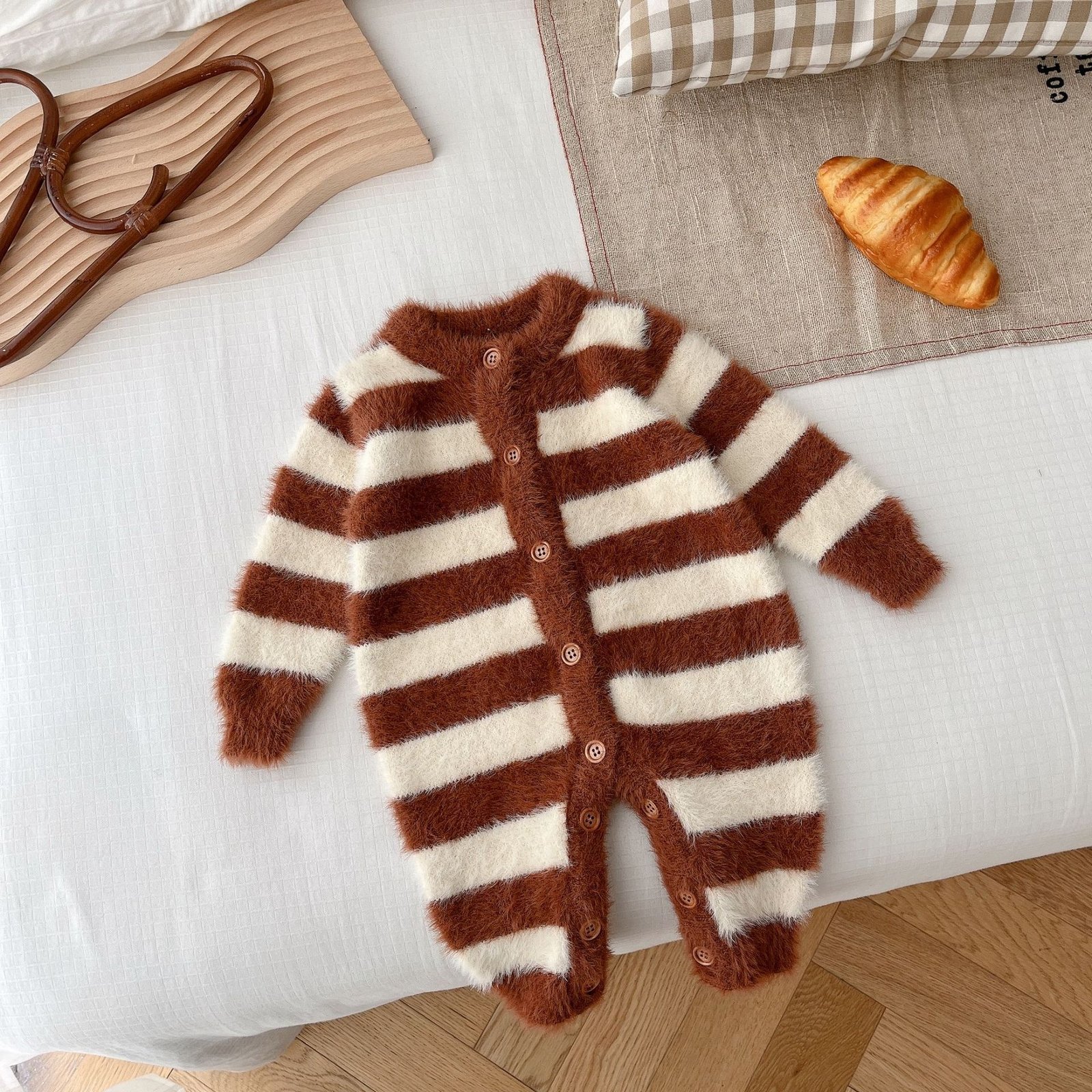 Baby Jumpsuit Baby Mink Fur Striped Romper - Image 9