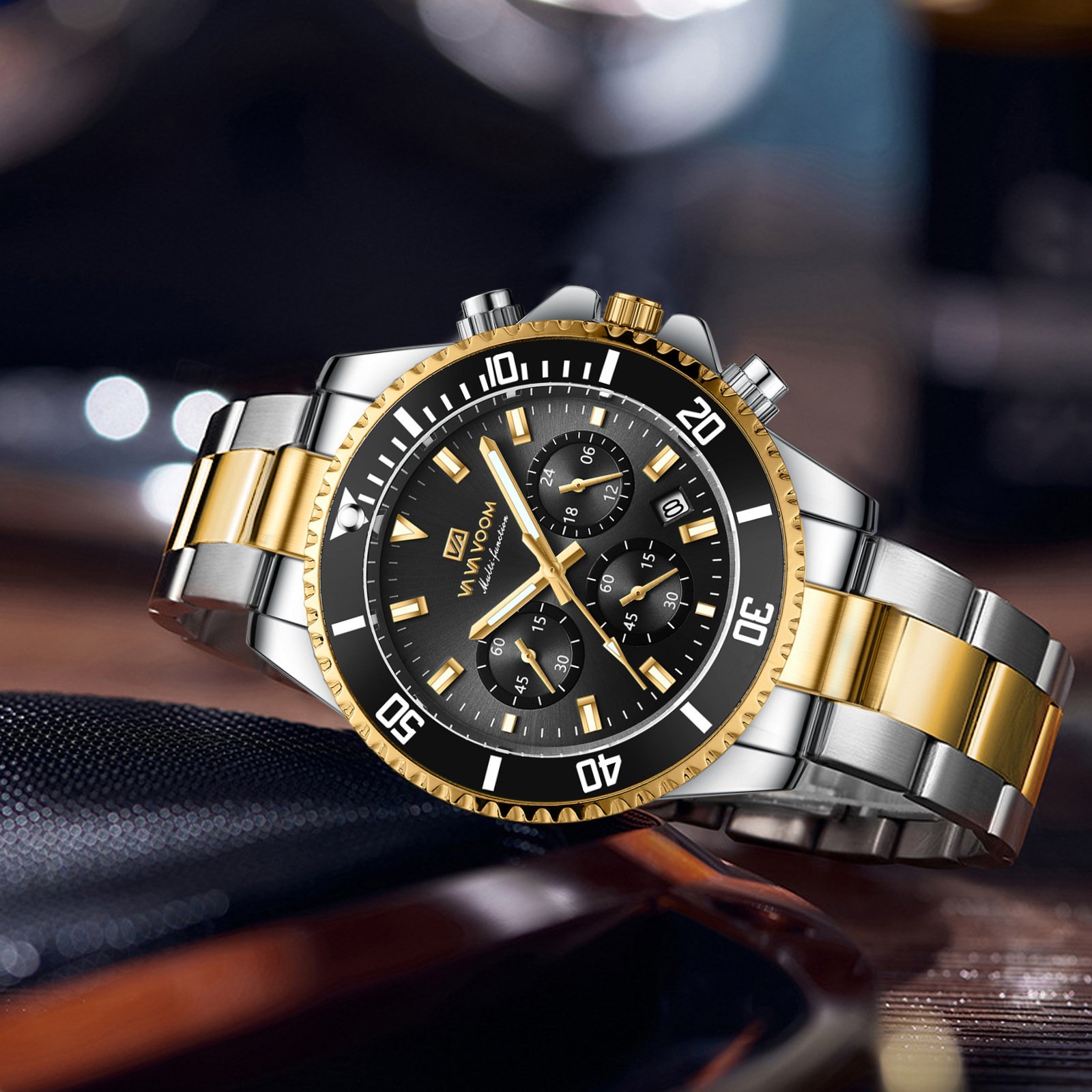 Multifunctional Three-eye Quartz Waterproof Watch - Image 2