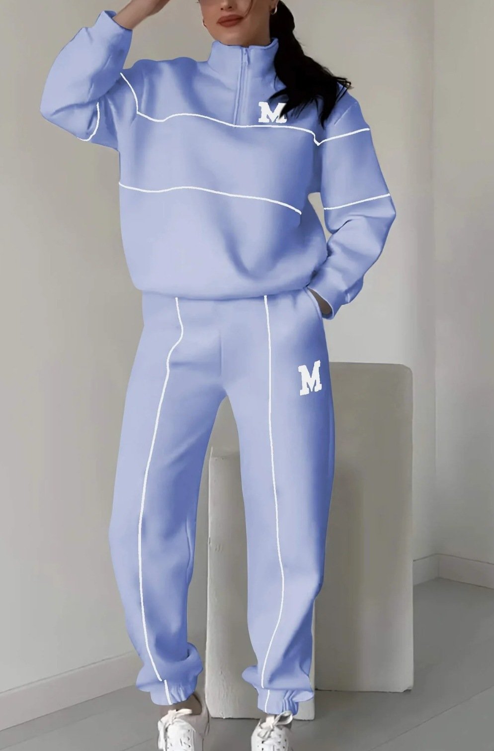 Women's 2 Piece Hoodless Pullover Sweatsuit - Image 3