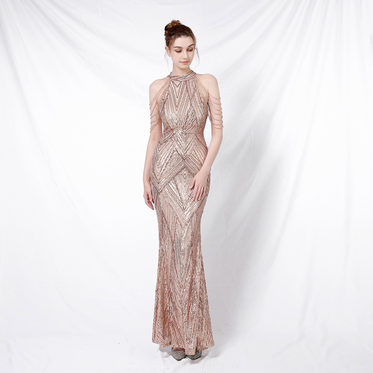 Backless Sequin Evening Dress - Image 2