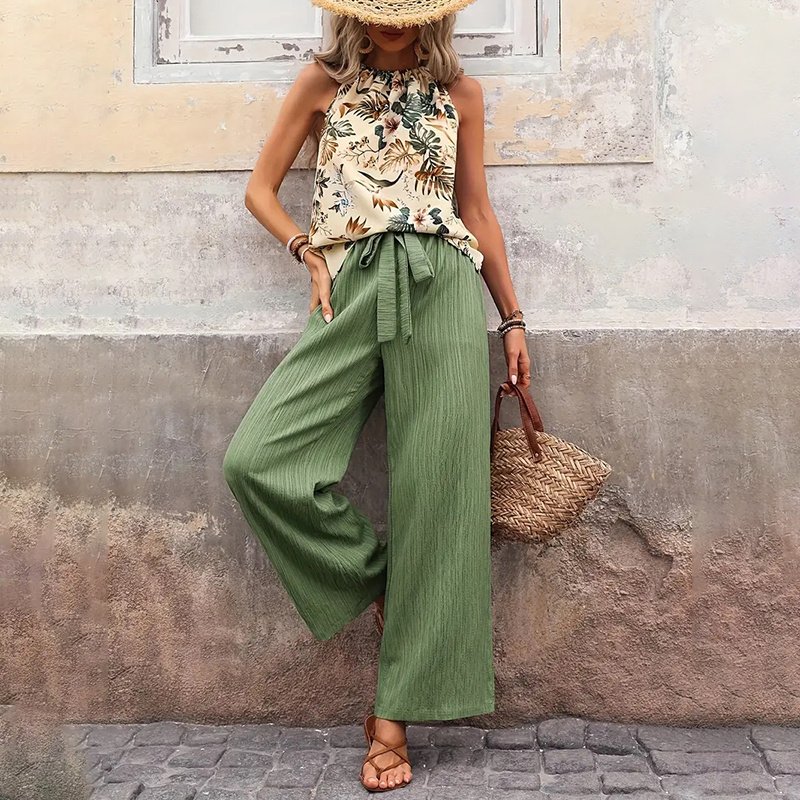 Women's 2 Piece Casual Top and Wide Leg Pants Set - Image 6