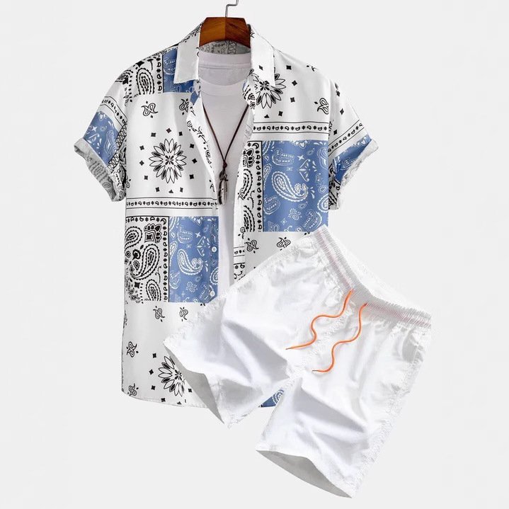 Casual Men's Print Shirt Set - Image 7