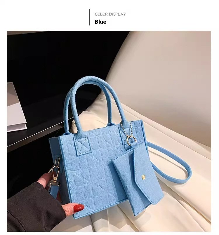 Simple Small Handbag Women's Fashion Felt One Shoulder Combination Bags - Image 5