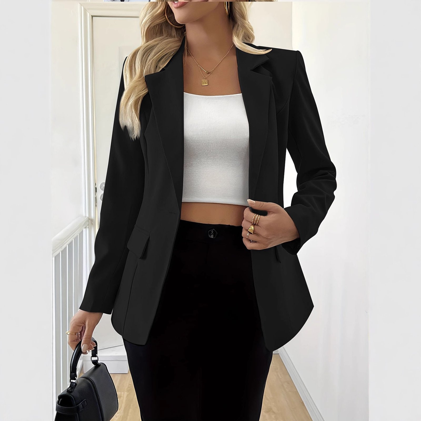 Single Button Long Sleeve Jacket - Image 3