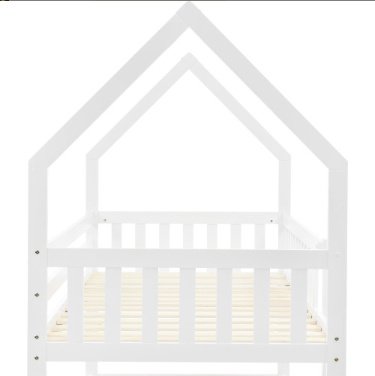 Bunk Bed, Twin Sleeper Bed With Ladder, Solid Wood Frame 3FT Single Bed, Gaming Bed, Castle-shaped Bed 90 X 190 Cm Children's Bed Room Furniture, Wooden Bed Frame For Kids Children White - Image 3
