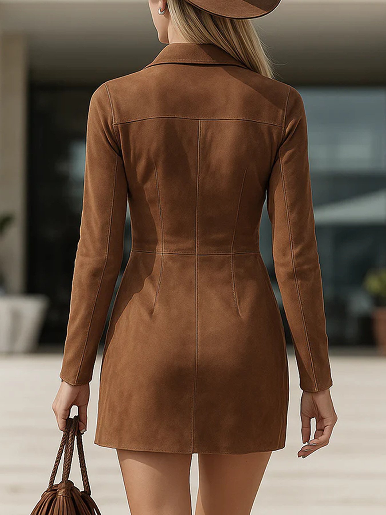 Long Sleeve Fringe Slim Western Cowboy Style Dress - Image 2