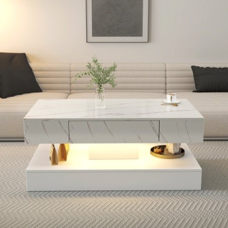 6.93IN High LED Coffee Table,Modern Coffee Table For Living Room,Living Room Tables,Large Living Room Furniture,LED Lights - Image 5