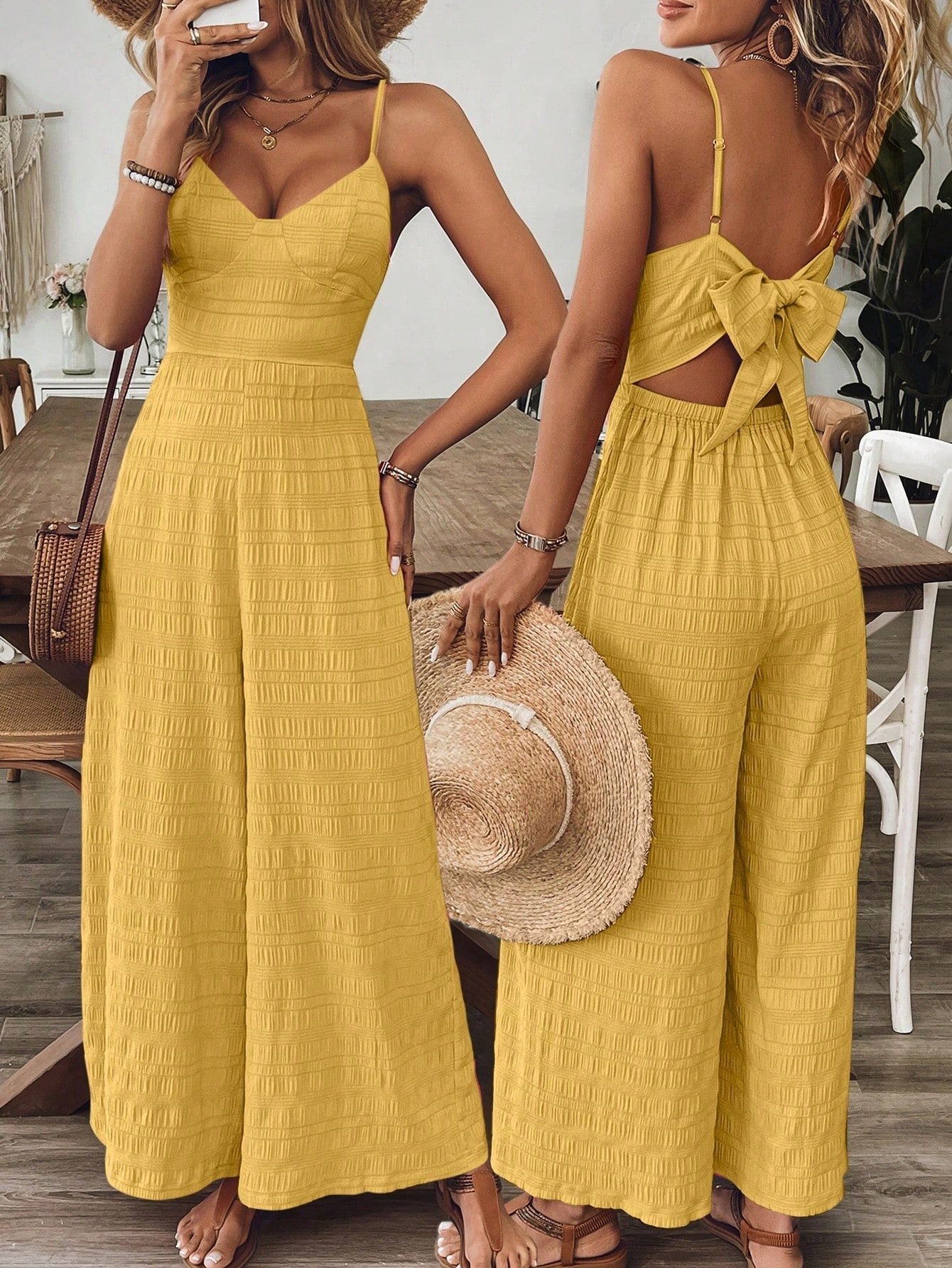 Jumpsuit With Shoulder Straps-Bow Detail On The Back - Image 7