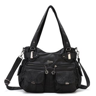 Fashion Ladies Soft Leather Portable Messenger Bag Crossbody Bags For Women Zipper Pocket Soft Casual Tote - Image 10