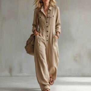 Women's  Linen Casual Jumpsuit
