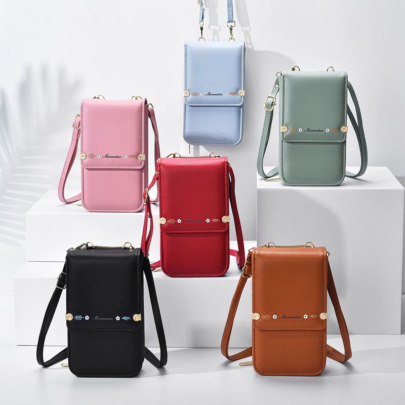 Flowers Embroidery Mobile Phone Bags For Women Ins Fashion Crossbody Shoulder Bag Ladies Long Wallet - Image 4