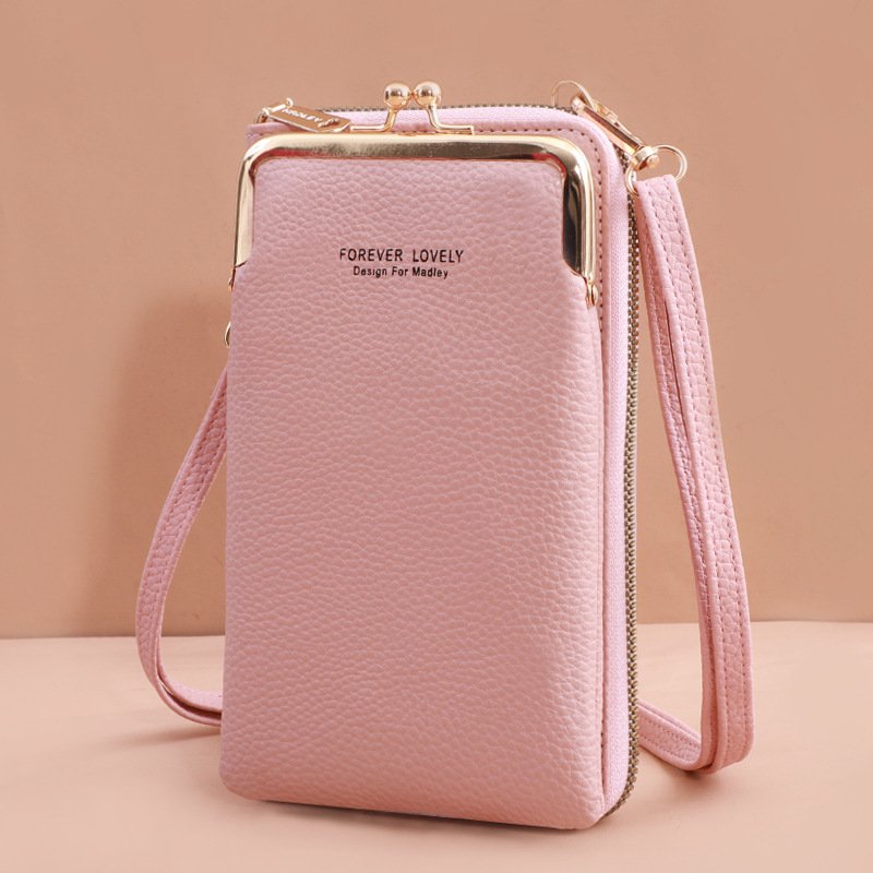 Mobile Phone Bag With Lock Design Korean Style Fashion Lychee Pattern Crossbody Bags For Women - Image 10