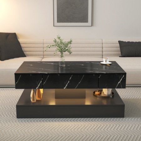 6.93IN High LED Coffee Table,Modern Coffee Table For Living Room,Living Room Tables,Large Living Room Furniture,LED Lights - Image 6