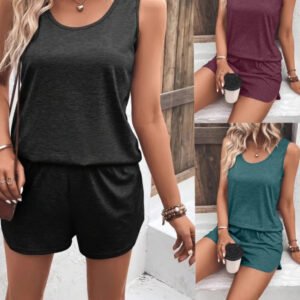 Casual Sleeveless Top Shorts Set