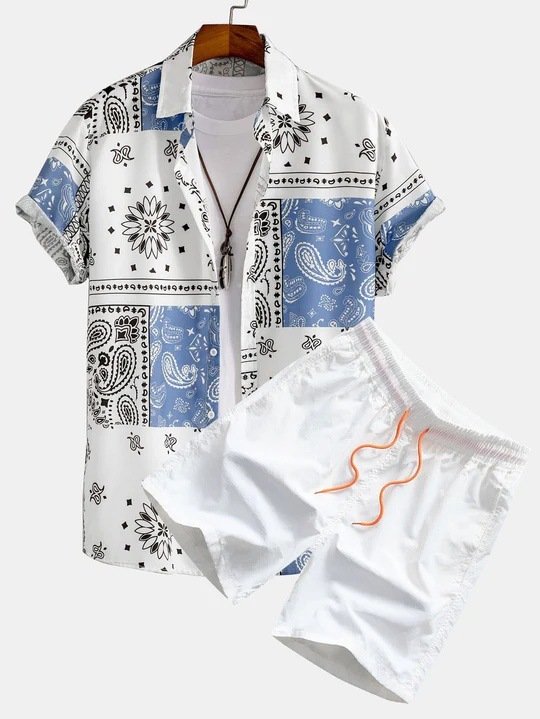 Casual Men's Print Shirt Set - Image 3