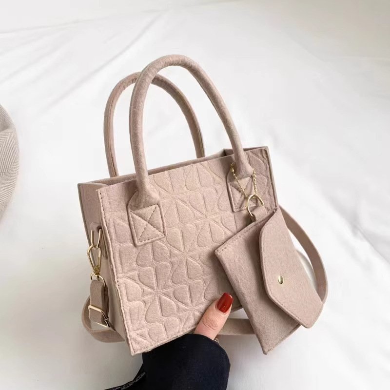 Simple Small Handbag Women's Fashion Felt One Shoulder Combination Bags - Image 8