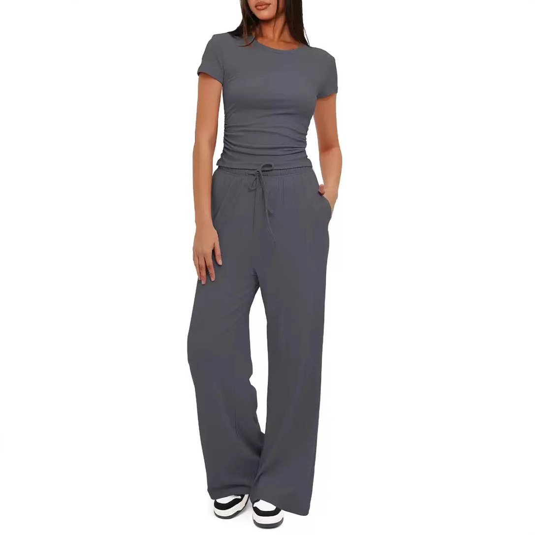 Two-Piece Casual Set With Wide-Leg Pants - Image 6