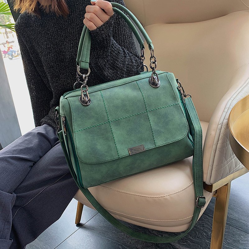 Matte Women Scrub Female Shoulder Bags Large Capacity Matcha Green PU Leather Lady Totes Boston Bag for Travel Hand Bags - Image 5
