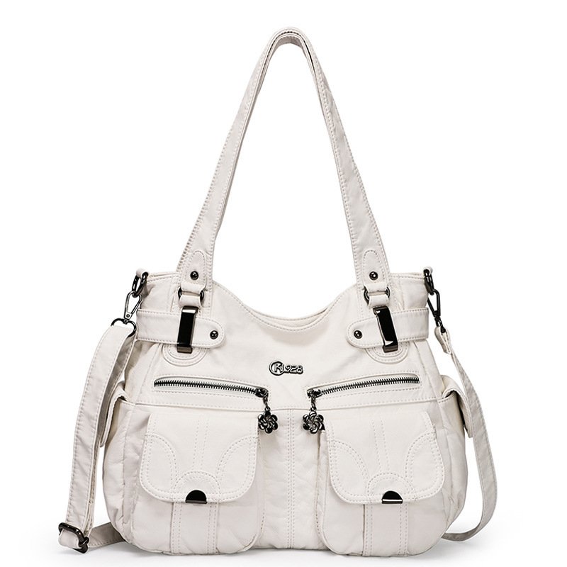 Fashion Ladies Soft Leather Portable Messenger Bag Crossbody Bags For Women Zipper Pocket Soft Casual Tote - Image 3