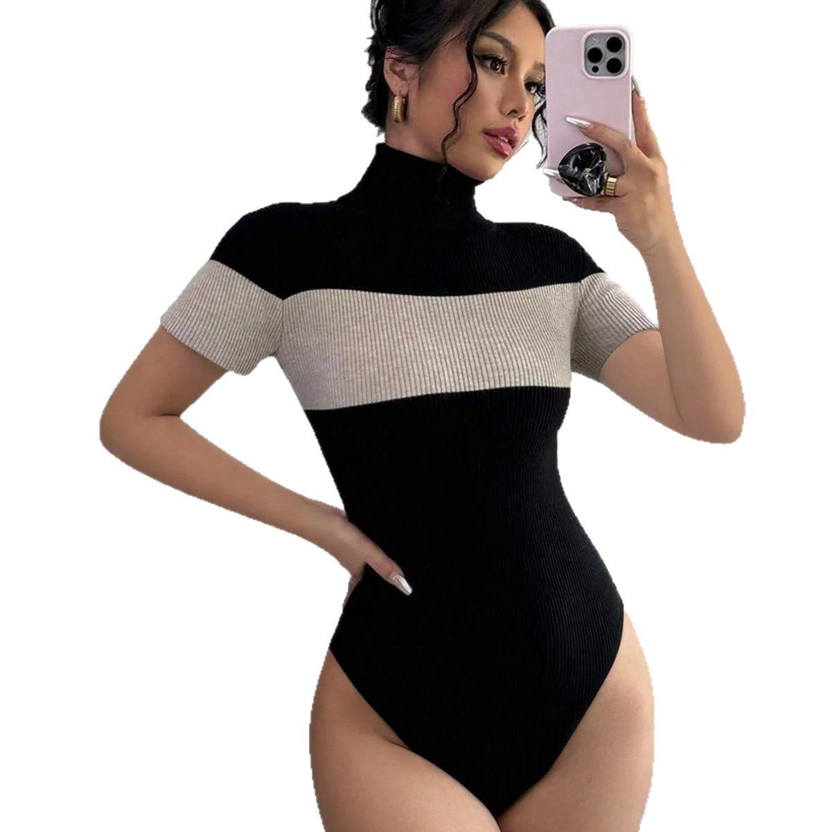Color Striped Knitted Jumpsuit - Image 3