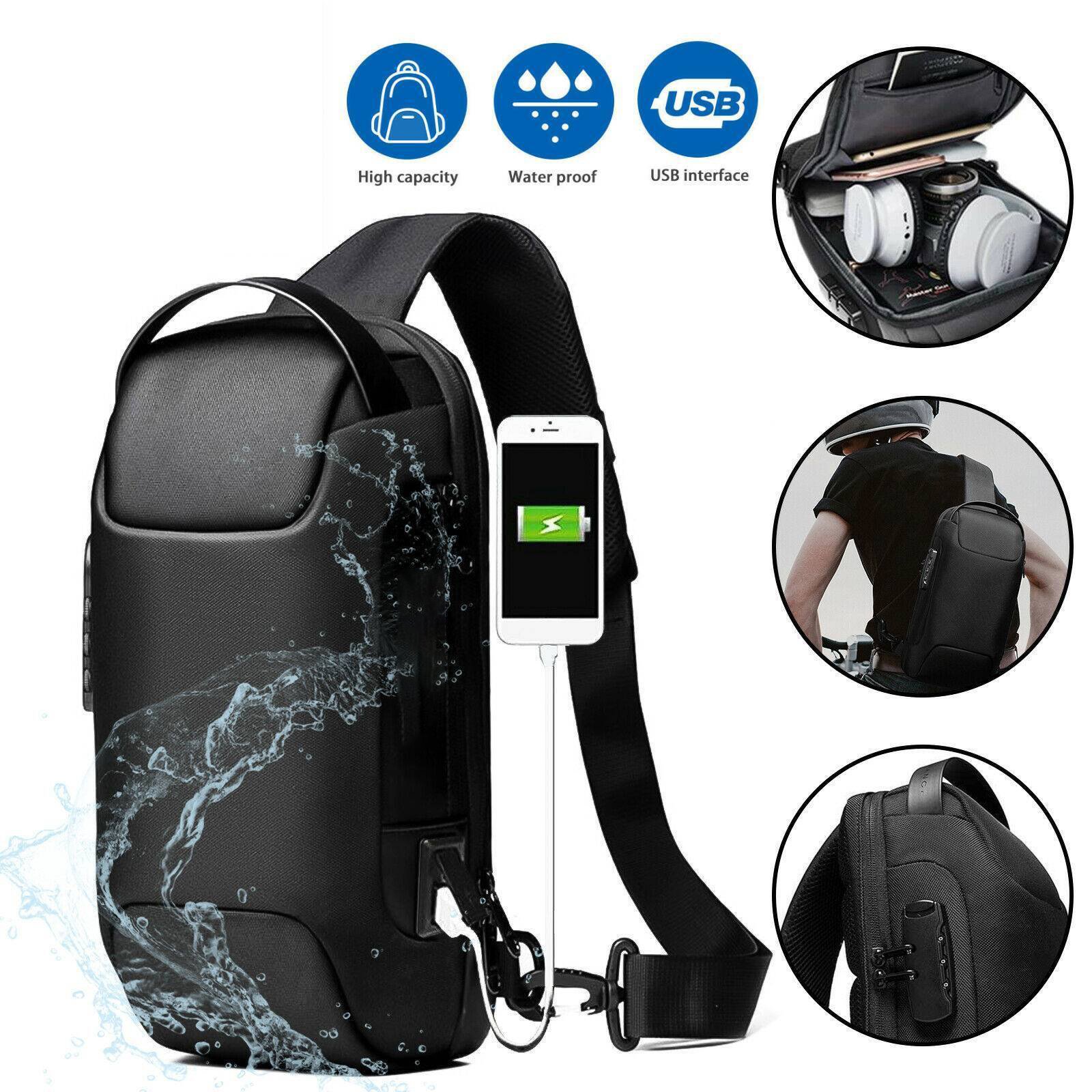 Men's Waterproof Oxford Multifunction Crossbody Bags Anti-theft Shoulder Bags Messenger Sling Chest Bag Pack For Male Sling Shoulder Crossbody Waterproof Anti-theft Chest Bag Backpack Pack USB - Image 6