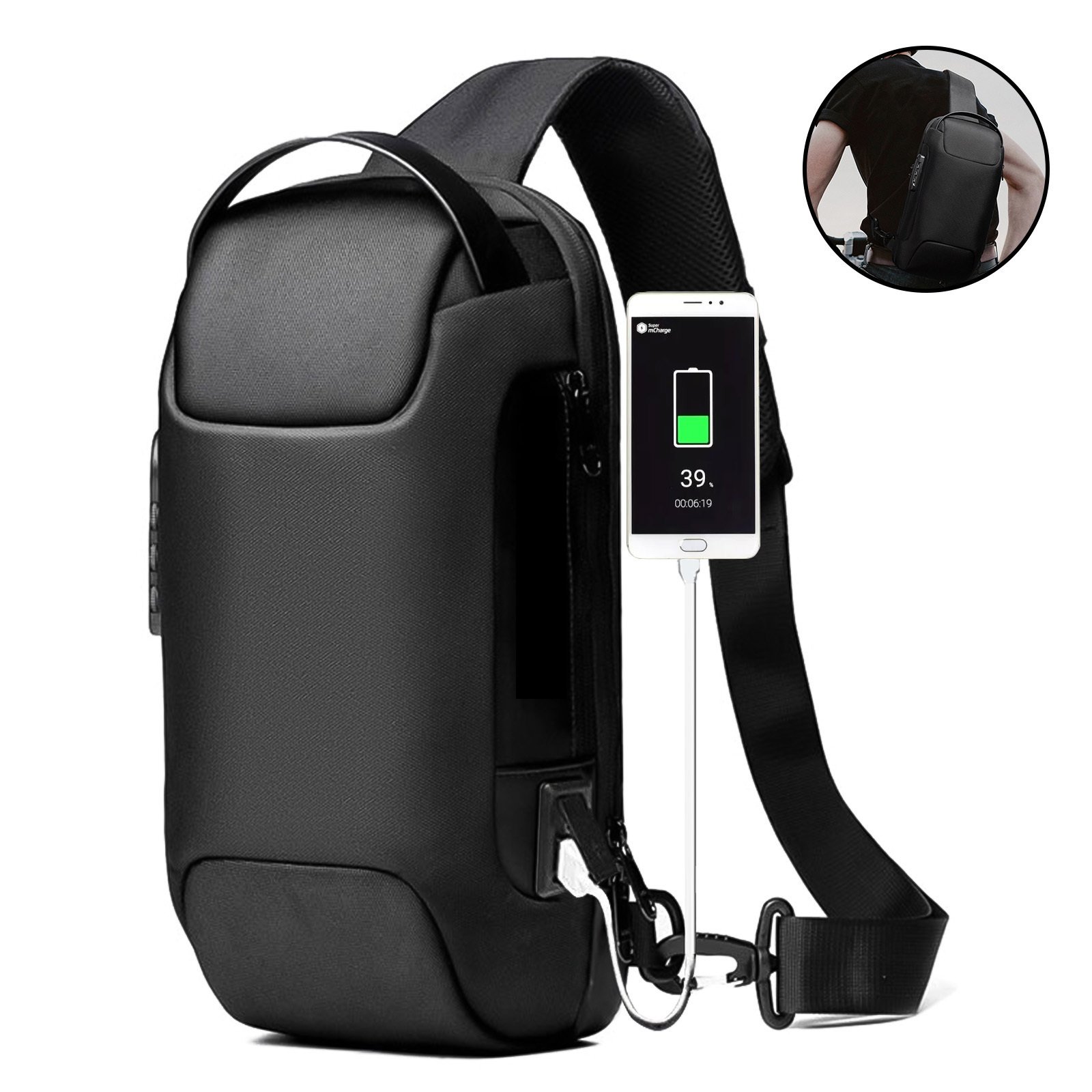Men's Waterproof Oxford Multifunction Crossbody Bags Anti-theft Shoulder Bags Messenger Sling Chest Bag Pack For Male Sling Shoulder Crossbody Waterproof Anti-theft Chest Bag Backpack Pack USB - Image 2