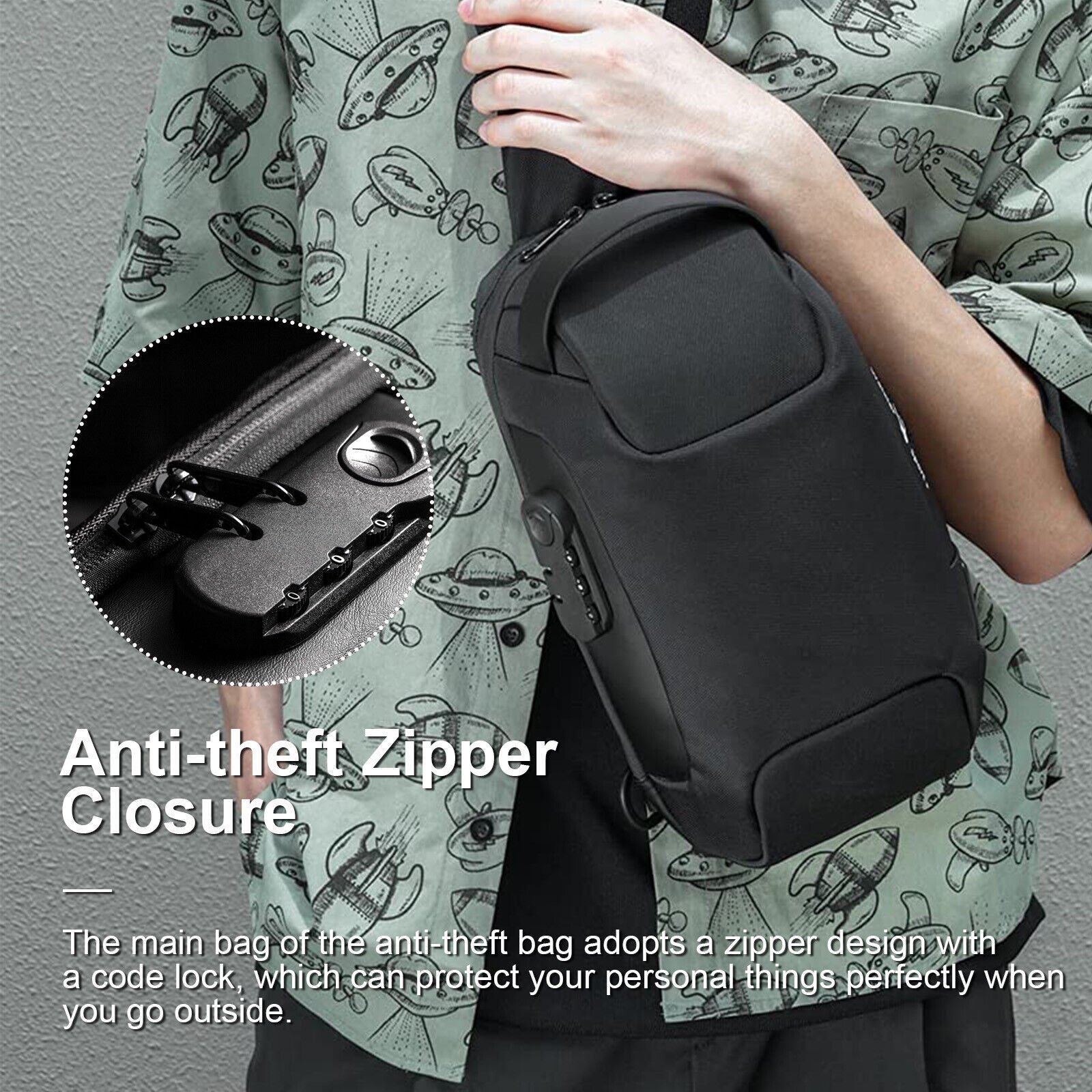 Men's Waterproof Oxford Multifunction Crossbody Bags Anti-theft Shoulder Bags Messenger Sling Chest Bag Pack For Male Sling Shoulder Crossbody Waterproof Anti-theft Chest Bag Backpack Pack USB - Image 8