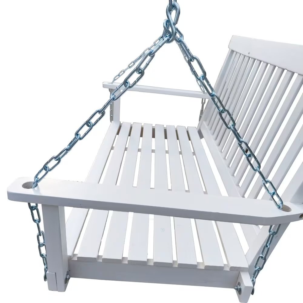 Wooden Bench Swing With Chain - Image 3