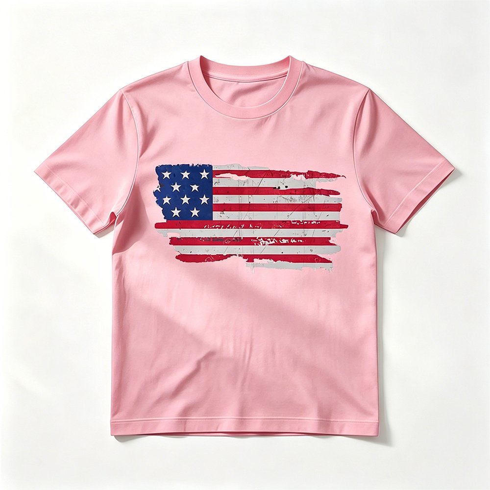 Flag-print Crew-neck Short-sleeve T-shirt - Image 5