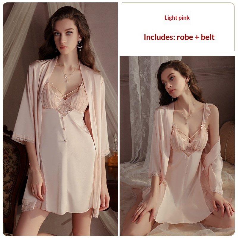Backless Sleep Dress And Robe Set - Image 4