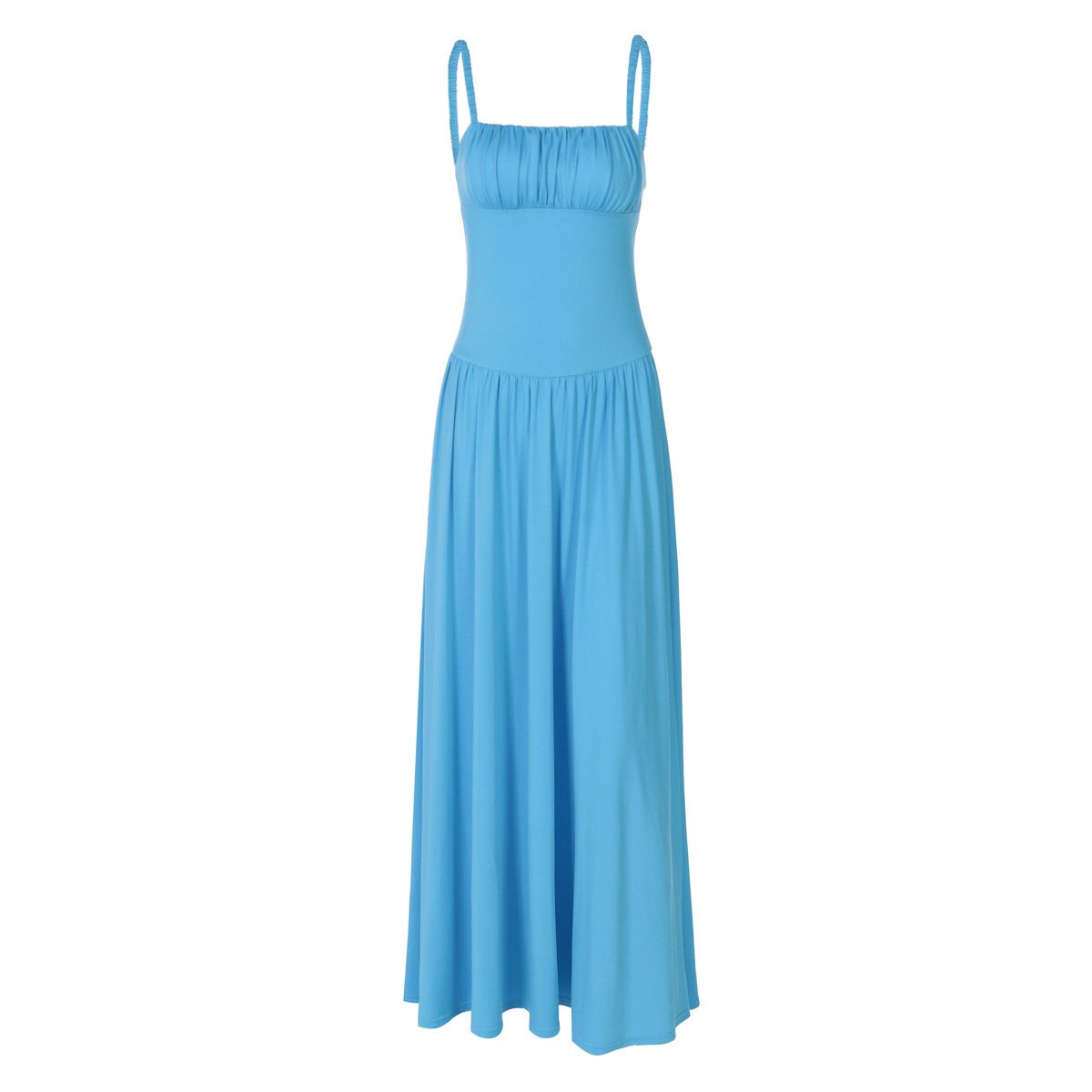 Off-neck Pleated Dress - Image 2