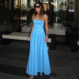 Off-neck Pleated Dress