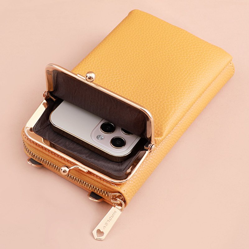 Mobile Phone Bag With Lock Design Korean Style Fashion Lychee Pattern Crossbody Bags For Women - Image 6