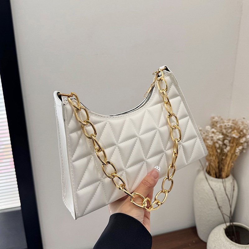 Versatile Korean-style Quilted Color-block Crossbody Underarm Bag - Image 2