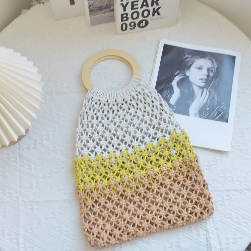 New Coarse Cotton Rope Woven Bag Handbags Women Fashion Casual Vacation Beach Tote Bag Simple Straw Shoulder Bags Summer Personality Sense Of Luxury Simple Small Tote For Women - Image 6