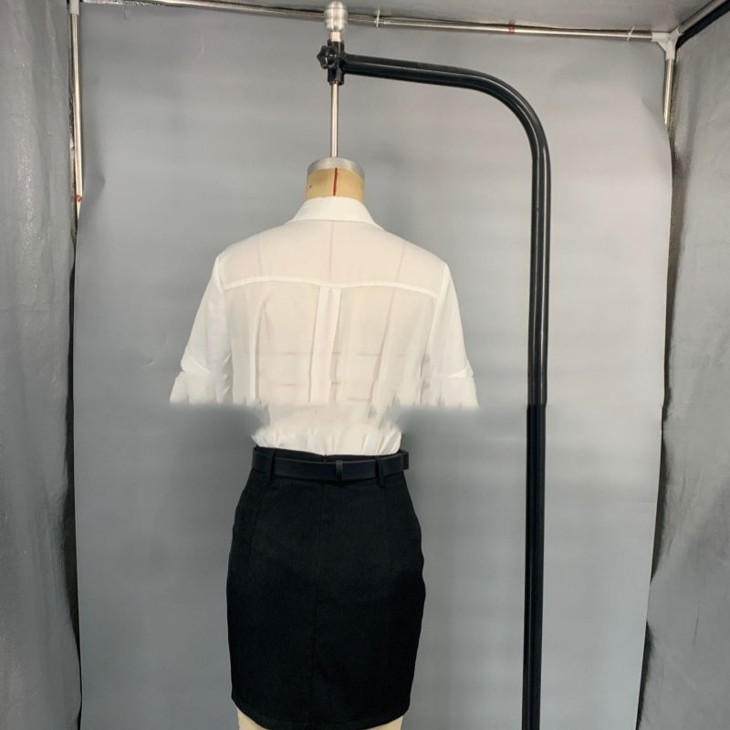 Elegant Blouse With Short Sleeves Top And Skirt Set - Image 4