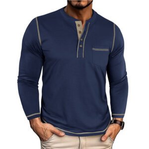 Men's Henley Pocket With Long Sleeves
