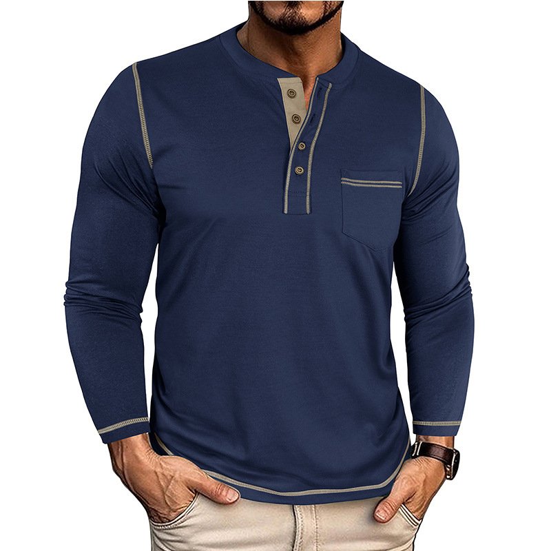 Men's Henley Pocket With Long Sleeves