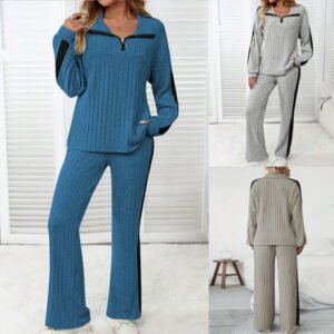 Women's Casual Sweatshirt Wide Leg Pants Two-Piece Set