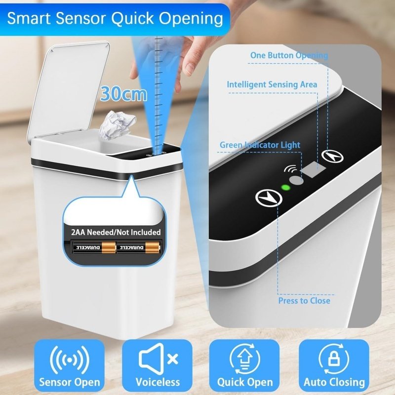 12L Smart Trash Bin Rubbish Motion Sensor Touchless Bathroom Odourles Toilet Can - Image 6