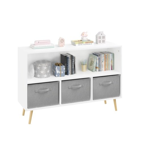 Fiberboard Children's Bookshelf With Foldable Fabric Drawers - Image 2