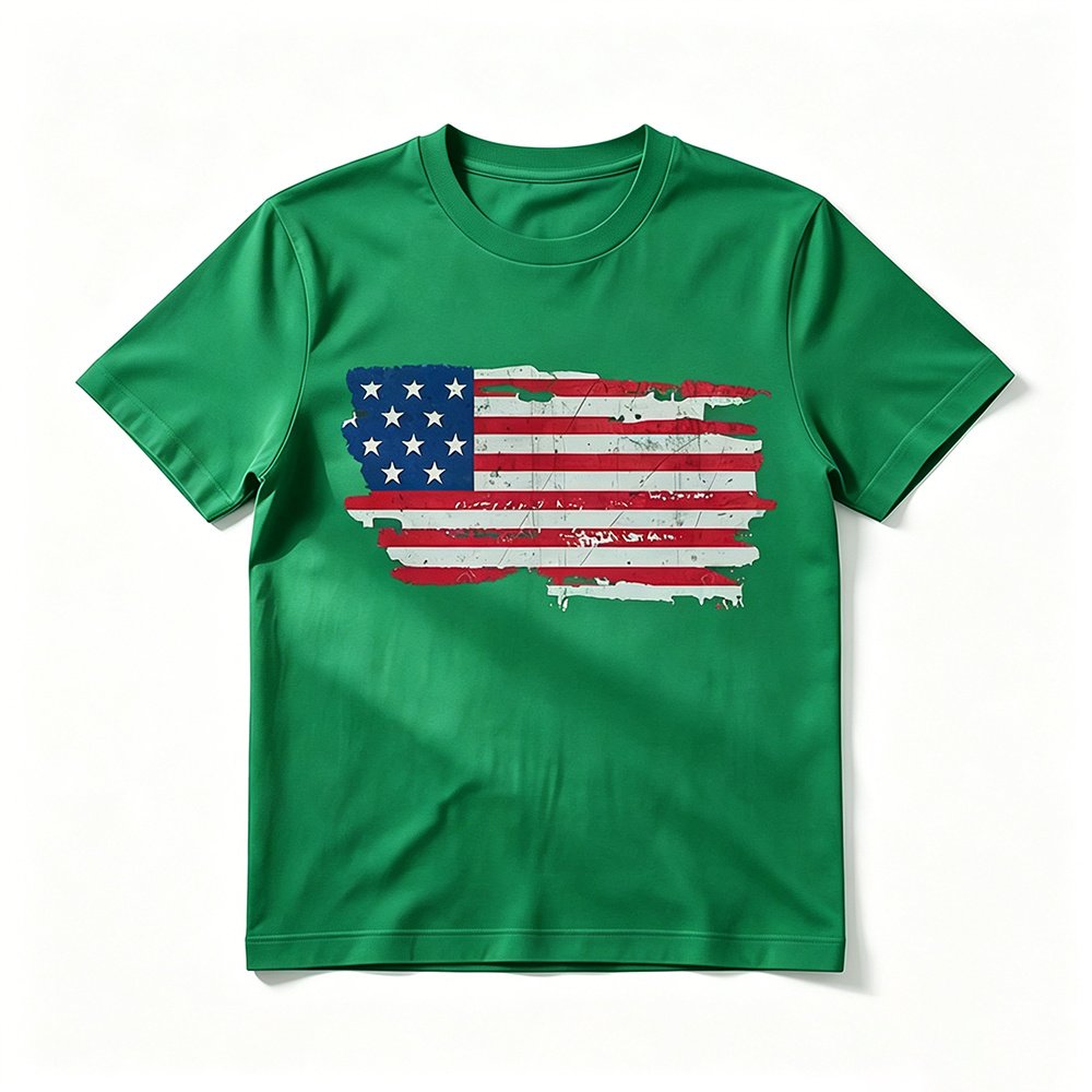Flag-print Crew-neck Short-sleeve T-shirt - Image 7