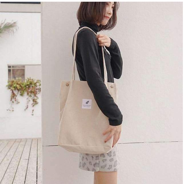 Women's Shopping Bag Large Ladies Canvas Shoulder Bags Tote Shopper Eco Reusable Bag Cotton Cloth Handbag For Women - Image 4