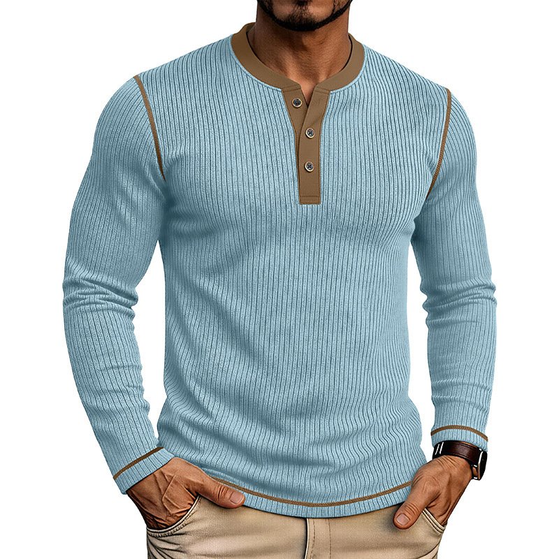 Men's Long-sleeve Henley Sweater - Image 9